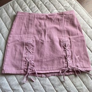 Pink jeans skirt